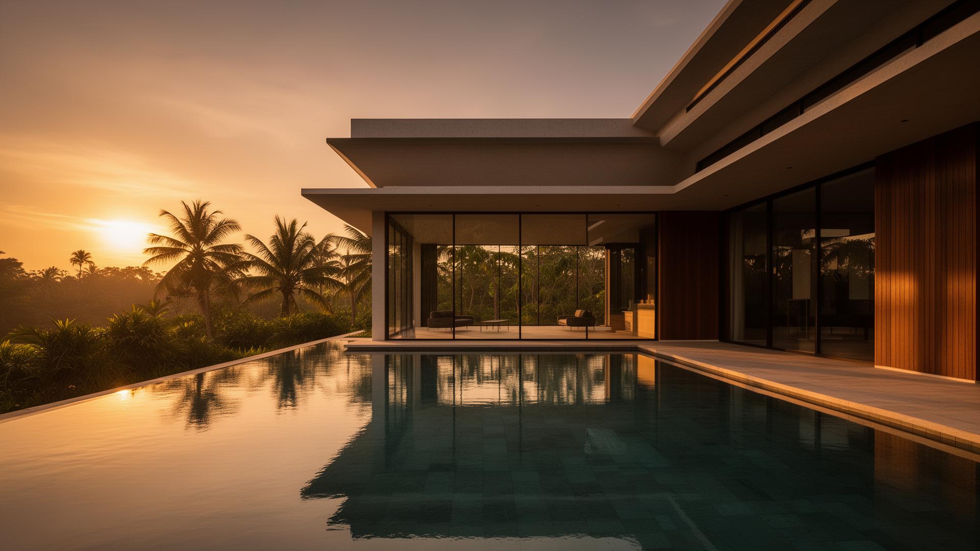 Luxury villa at golden hour